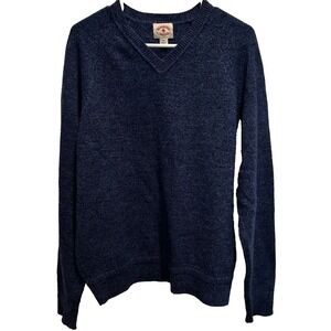 Brooks Brothers Red‎ Fleece Sweater Men's Medium Blue V-Neck Wool Pullover